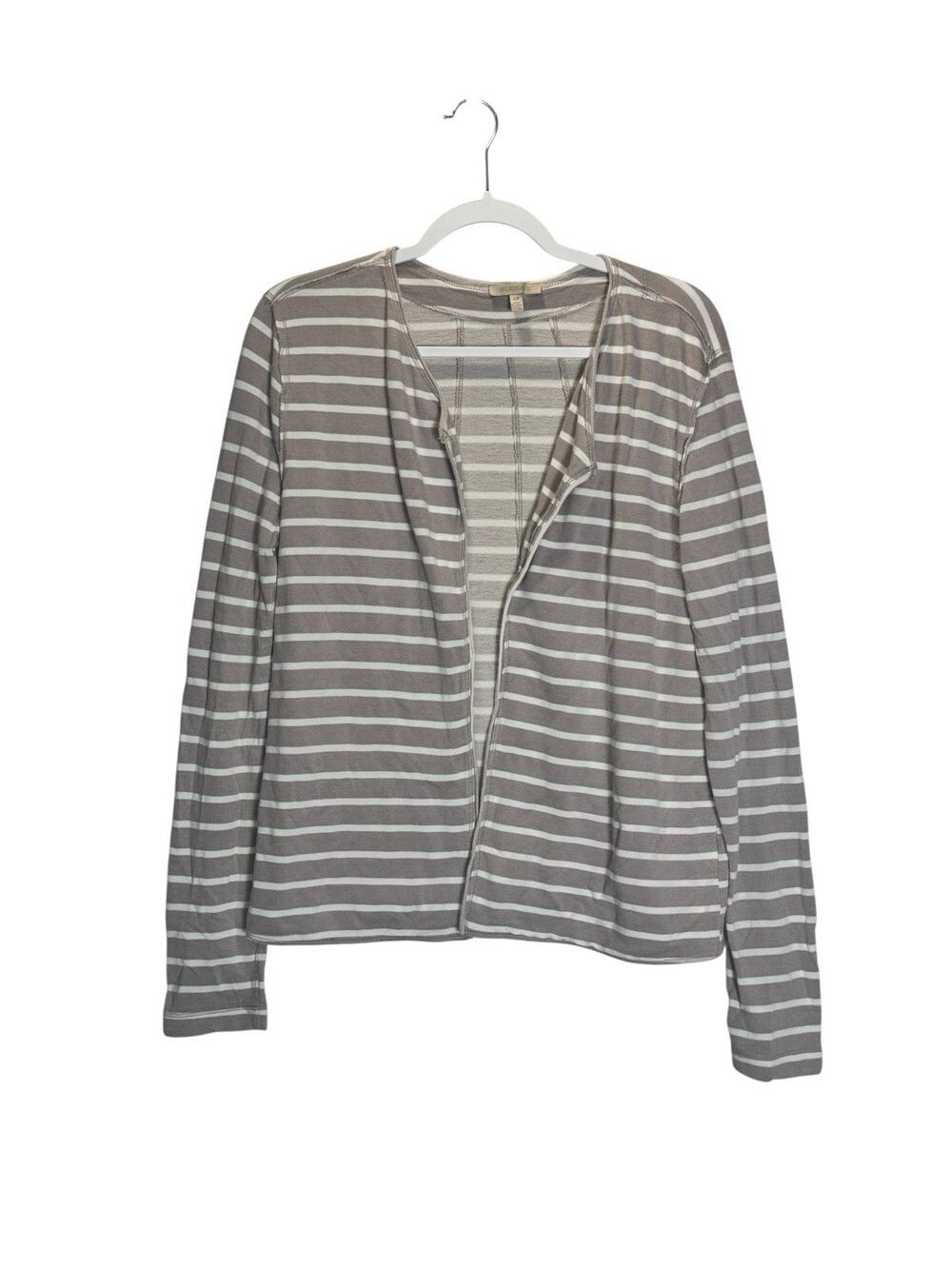Bordeaux Womens Beige Stripe Reading Room Cardigan Relaxed Casual Chic Size S/P